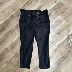 White House Black Market Black Cropped Ankle Pants with Belt
